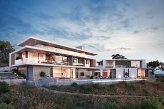 Visualisierung einer modernen Villa mit Pool
