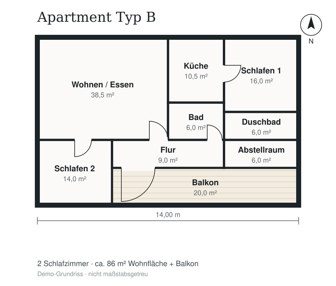 Grundriss Apartment Typ B